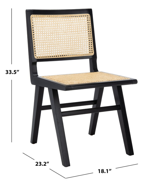 Safavieh HATTIE French Cane Dining Chair - Timeless Charm with Ergonomic Comfort for Elegant Dining Spaces Black / Natural SFV4101A-SET2