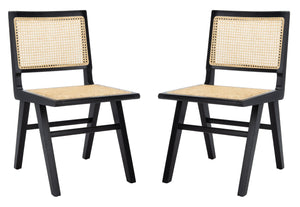 Safavieh HATTIE French Cane Dining Chair - Timeless Charm with Ergonomic Comfort for Elegant Dining Spaces Black / Natural SFV4101A-SET2