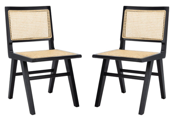 Safavieh HATTIE French Cane Dining Chair - Timeless Charm with Ergonomic Comfort for Elegant Dining Spaces Black / Natural SFV4101A-SET2