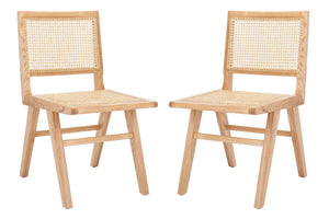 Safavieh HATTIE French Cane Dining Chair - Timeless Charm with Ergonomic Comfort for Elegant Dining Spaces Natural SFV4101B-SET2
