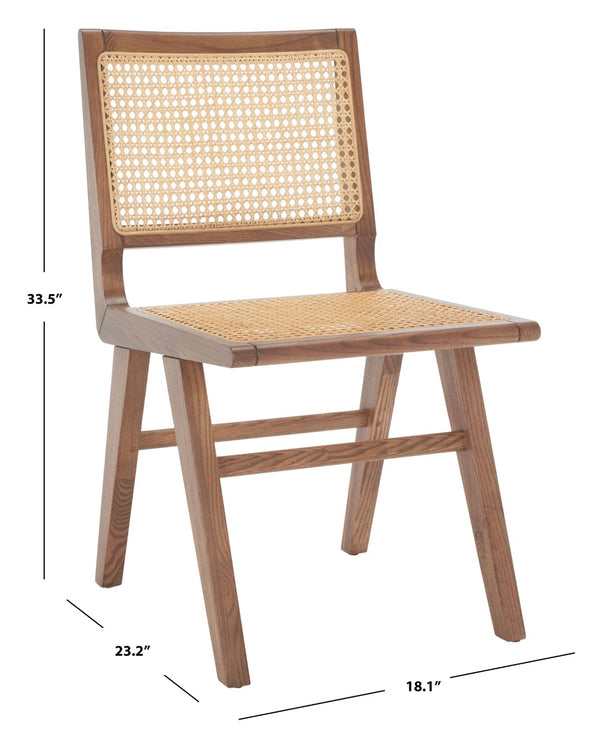 Safavieh HATTIE French Cane Dining Chair - Timeless Charm with Ergonomic Comfort for Elegant Dining Spaces Walnut SFV4101D-SET2