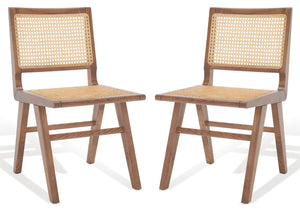 Safavieh HATTIE French Cane Dining Chair - Timeless Charm with Ergonomic Comfort for Elegant Dining Spaces Walnut SFV4101D-SET2