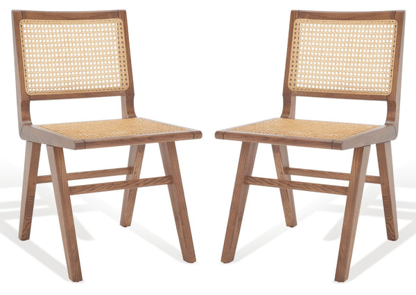Safavieh HATTIE French Cane Dining Chair - Timeless Charm with Ergonomic Comfort for Elegant Dining Spaces Walnut SFV4101D-SET2