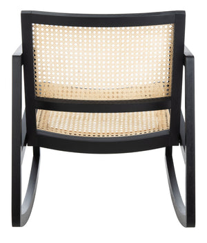 Safavieh PERTH RATTAN ROCKING CHAIR - Stylish Accent Piece for Modern Living Rooms and Relaxing Reading Nooks Black / Natural SFV4103A