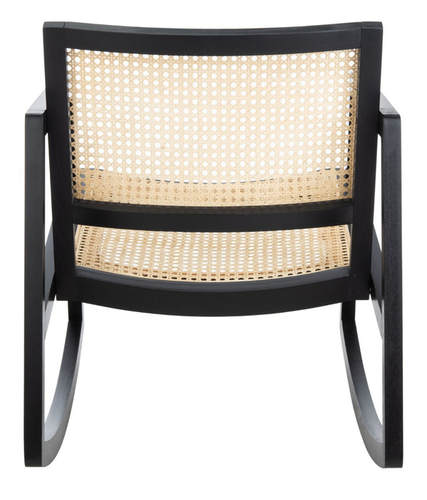 Safavieh PERTH RATTAN ROCKING CHAIR - Stylish Accent Piece for Modern Living Rooms and Relaxing Reading Nooks Black / Natural SFV4103A