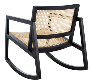 Safavieh PERTH RATTAN ROCKING CHAIR - Stylish Accent Piece for Modern Living Rooms and Relaxing Reading Nooks Black / Natural SFV4103A
