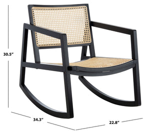 Safavieh PERTH RATTAN ROCKING CHAIR - Stylish Accent Piece for Modern Living Rooms and Relaxing Reading Nooks Black / Natural SFV4103A