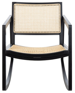 Safavieh PERTH RATTAN ROCKING CHAIR - Stylish Accent Piece for Modern Living Rooms and Relaxing Reading Nooks Black / Natural SFV4103A