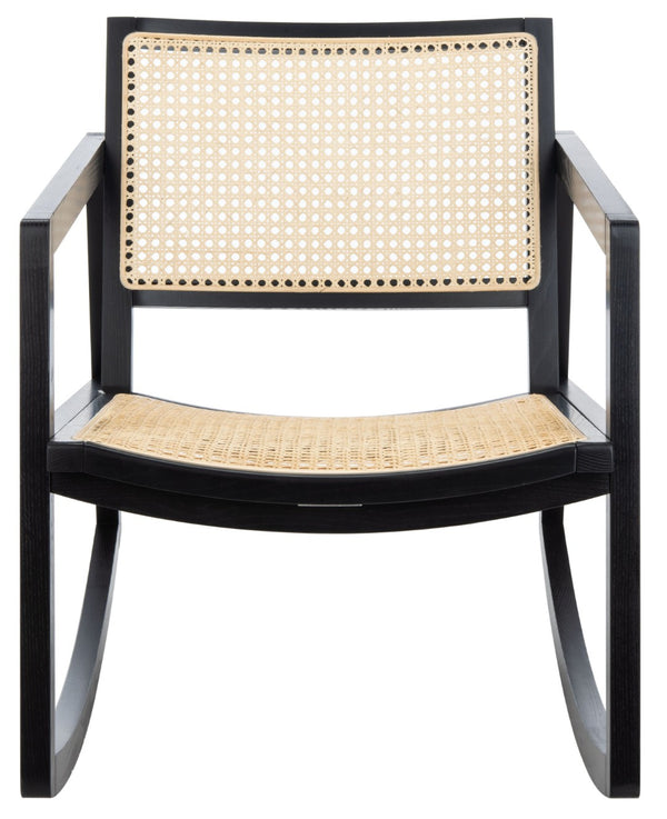 Safavieh PERTH RATTAN ROCKING CHAIR - Stylish Accent Piece for Modern Living Rooms and Relaxing Reading Nooks Black / Natural SFV4103A