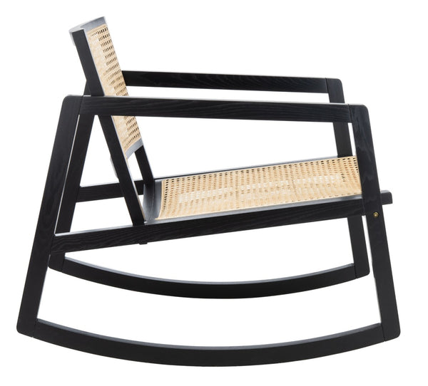 Safavieh PERTH RATTAN ROCKING CHAIR - Stylish Accent Piece for Modern Living Rooms and Relaxing Reading Nooks Black / Natural SFV4103A