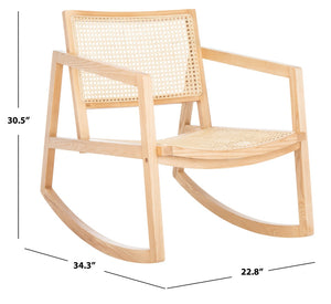 Safavieh PERTH RATTAN ROCKING CHAIR - Stylish Accent Piece for Modern Living Rooms and Relaxing Reading Nooks Natural SFV4103B