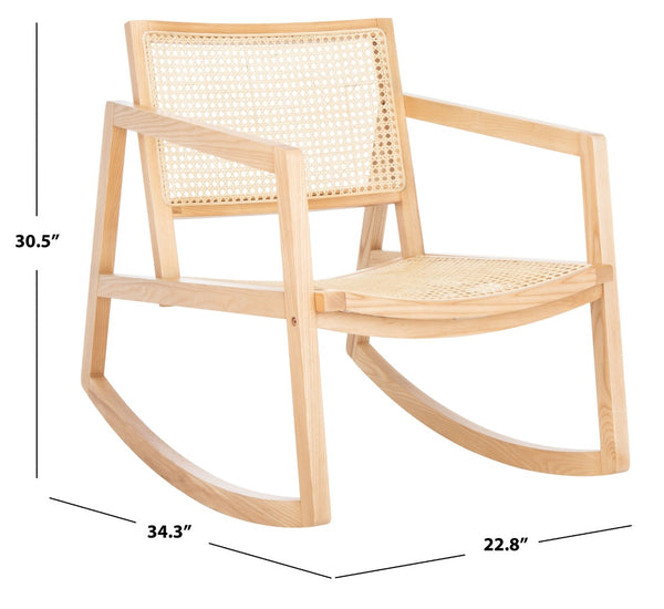 Safavieh PERTH RATTAN ROCKING CHAIR - Stylish Accent Piece for Modern Living Rooms and Relaxing Reading Nooks Natural SFV4103B