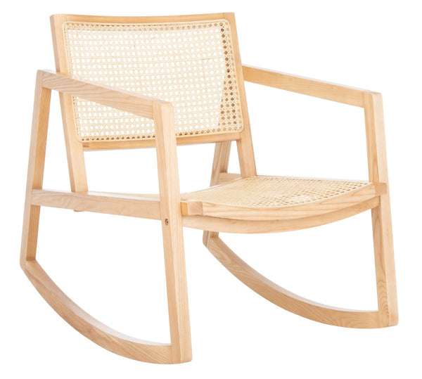 Safavieh PERTH RATTAN ROCKING CHAIR - Stylish Accent Piece for Modern Living Rooms and Relaxing Reading Nooks Natural SFV4103B
