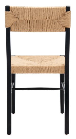 Safavieh CODY RATTAN DINING CHAIR - Modern Rustic Design with Comfort and Style for Elegant Dining Spaces Black / Natural SFV4104A-SET2