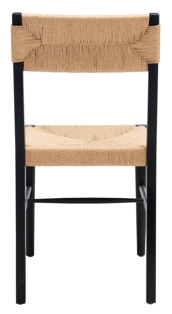 Safavieh CODY RATTAN DINING CHAIR - Modern Rustic Design with Comfort and Style for Elegant Dining Spaces Black / Natural SFV4104A-SET2