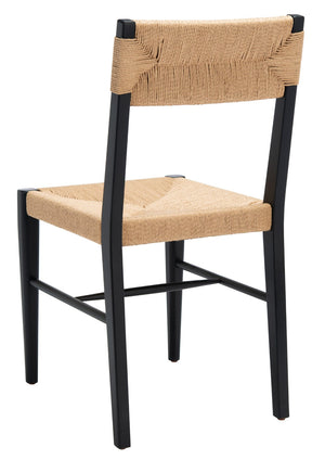 Safavieh CODY RATTAN DINING CHAIR - Modern Rustic Design with Comfort and Style for Elegant Dining Spaces Black / Natural SFV4104A-SET2