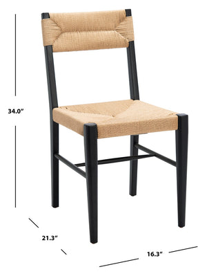 Safavieh CODY RATTAN DINING CHAIR - Modern Rustic Design with Comfort and Style for Elegant Dining Spaces Black / Natural SFV4104A-SET2
