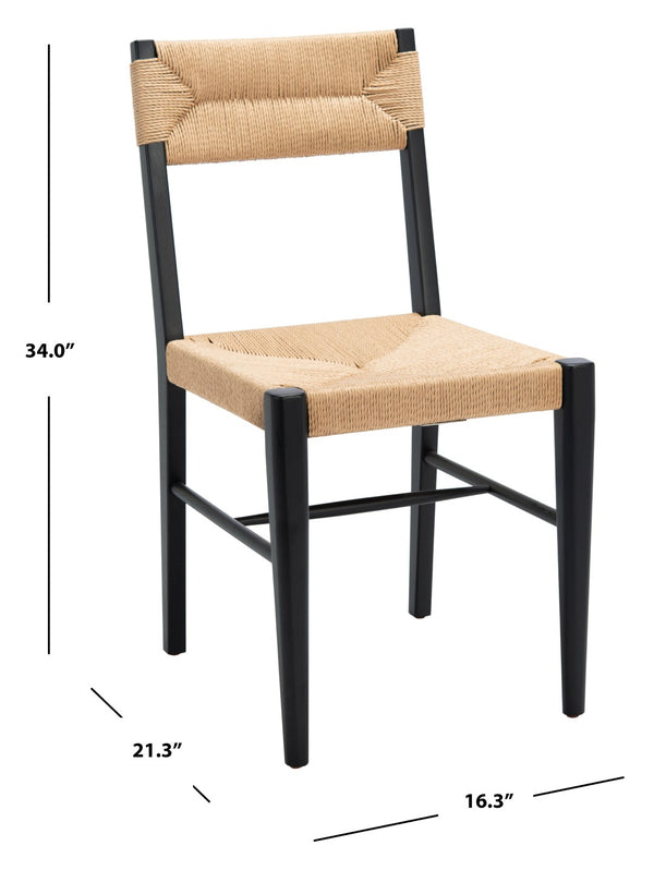 Safavieh CODY RATTAN DINING CHAIR - Modern Rustic Design with Comfort and Style for Elegant Dining Spaces Black / Natural SFV4104A-SET2
