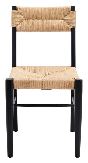 Safavieh CODY RATTAN DINING CHAIR - Modern Rustic Design with Comfort and Style for Elegant Dining Spaces Black / Natural SFV4104A-SET2