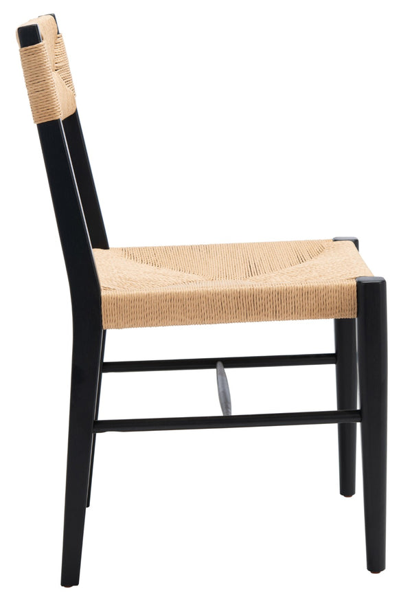 Safavieh CODY RATTAN DINING CHAIR - Modern Rustic Design with Comfort and Style for Elegant Dining Spaces Black / Natural SFV4104A-SET2