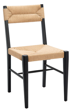 Safavieh CODY RATTAN DINING CHAIR - Modern Rustic Design with Comfort and Style for Elegant Dining Spaces Black / Natural SFV4104A-SET2