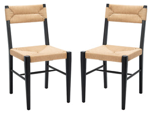 Safavieh CODY RATTAN DINING CHAIR - Modern Rustic Design with Comfort and Style for Elegant Dining Spaces Black / Natural SFV4104A-SET2