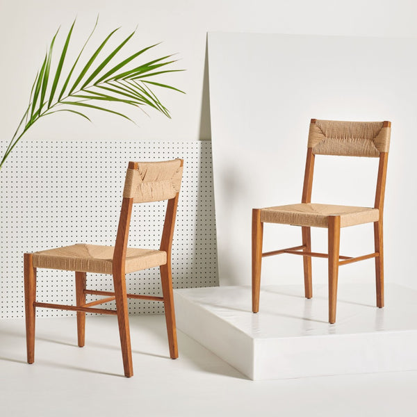Safavieh CODY RATTAN DINING CHAIR - Modern Rustic Design with Comfort and Style for Elegant Dining Spaces Natural SFV4104B-SET2