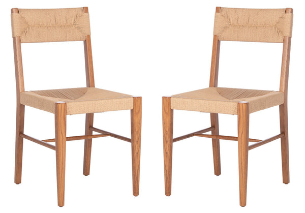 Safavieh CODY RATTAN DINING CHAIR - Modern Rustic Design with Comfort and Style for Elegant Dining Spaces Natural SFV4104B-SET2