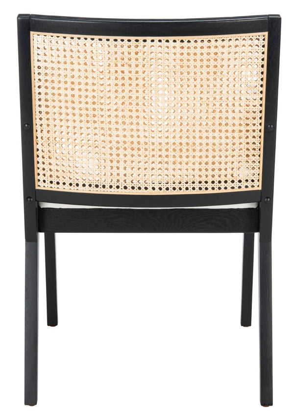 Safavieh MALIK RATTAN DINING CHAIR - Stylish Comfort with Handwoven Accents for Modern Dining Spaces Black / Natural SFV4105A