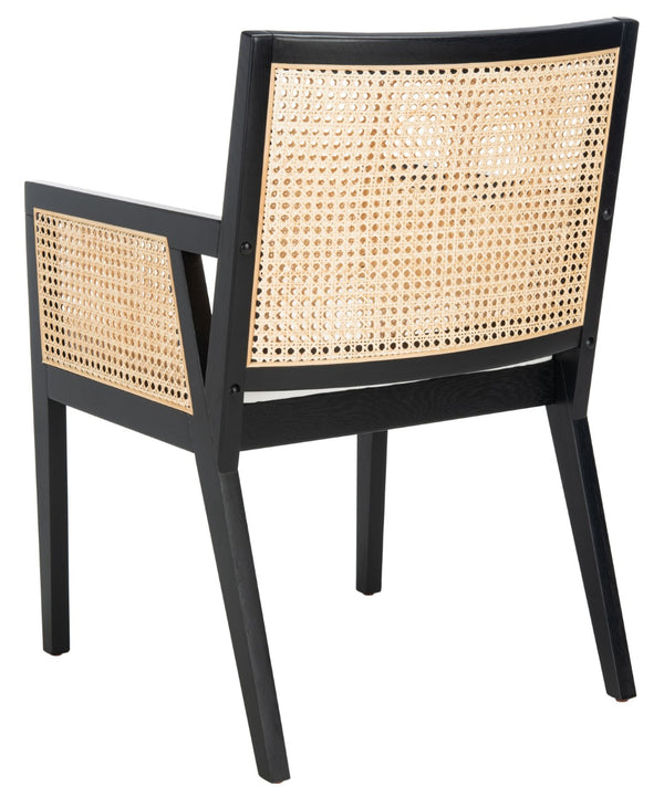 Safavieh MALIK RATTAN DINING CHAIR - Stylish Comfort with Handwoven Accents for Modern Dining Spaces Black / Natural SFV4105A