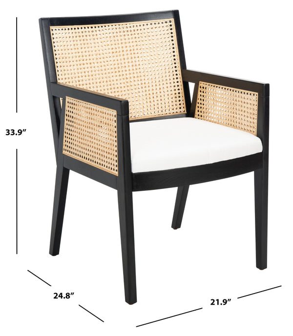 Safavieh MALIK RATTAN DINING CHAIR - Stylish Comfort with Handwoven Accents for Modern Dining Spaces Black / Natural SFV4105A