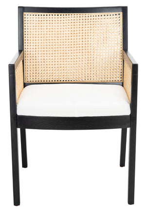 Safavieh MALIK RATTAN DINING CHAIR - Stylish Comfort with Handwoven Accents for Modern Dining Spaces Black / Natural SFV4105A