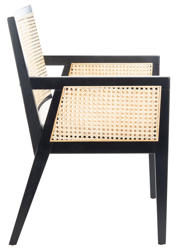Safavieh MALIK RATTAN DINING CHAIR - Stylish Comfort with Handwoven Accents for Modern Dining Spaces Black / Natural SFV4105A