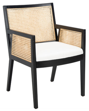 Safavieh MALIK RATTAN DINING CHAIR - Stylish Comfort with Handwoven Accents for Modern Dining Spaces Black / Natural SFV4105A