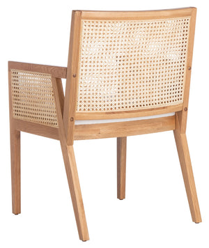 Safavieh MALIK RATTAN DINING CHAIR - Stylish Comfort with Handwoven Accents for Modern Dining Spaces Natural SFV4105B