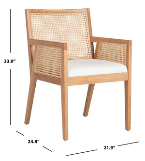 Safavieh MALIK RATTAN DINING CHAIR - Stylish Comfort with Handwoven Accents for Modern Dining Spaces Natural SFV4105B
