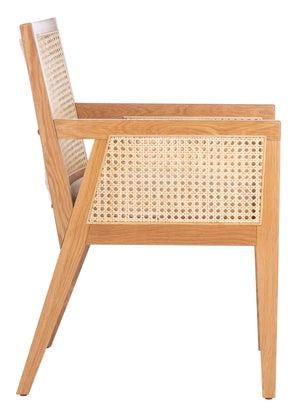 Safavieh MALIK RATTAN DINING CHAIR - Stylish Comfort with Handwoven Accents for Modern Dining Spaces Natural SFV4105B