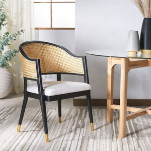 Safavieh ROGUE RATTAN DINING CHAIR - Elevate Your Space with Contemporary Style and Timeless Comfort Design Black / Natural SFV4106A
