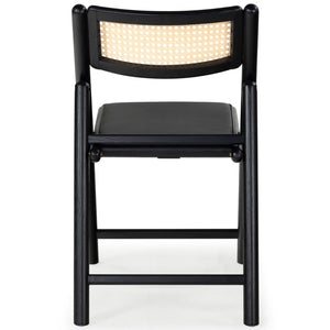 Safavieh SHAYLIE Folding Dining Chair - Sleek Black Upholstered Seat with Rattan Back for Modern Spaces SFV4117A-SET2