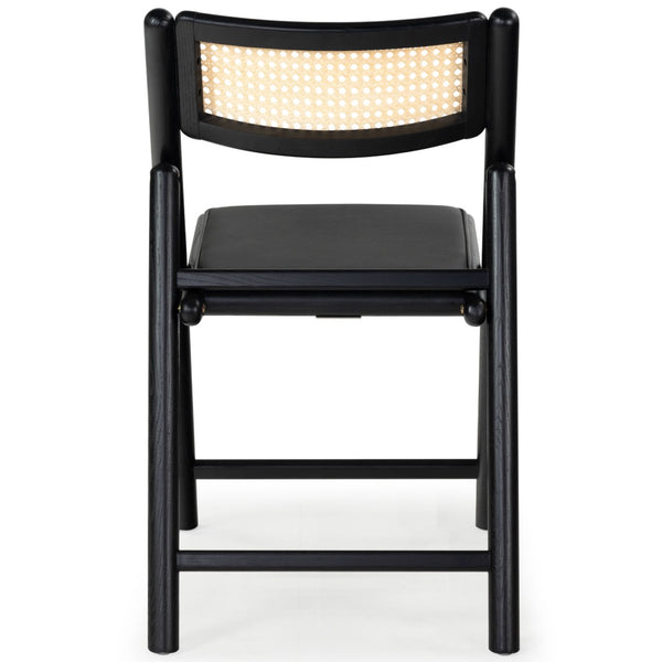 Safavieh SHAYLIE Folding Dining Chair - Sleek Black Upholstered Seat with Rattan Back for Modern Spaces SFV4117A-SET2