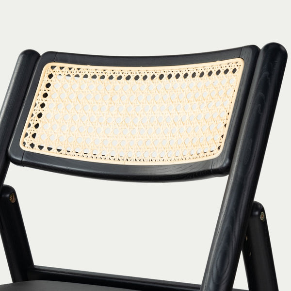Safavieh SHAYLIE Folding Dining Chair - Sleek Black Upholstered Seat with Rattan Back for Modern Spaces SFV4117A-SET2