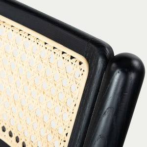 Safavieh SHAYLIE Folding Dining Chair - Sleek Black Upholstered Seat with Rattan Back for Modern Spaces SFV4117A-SET2
