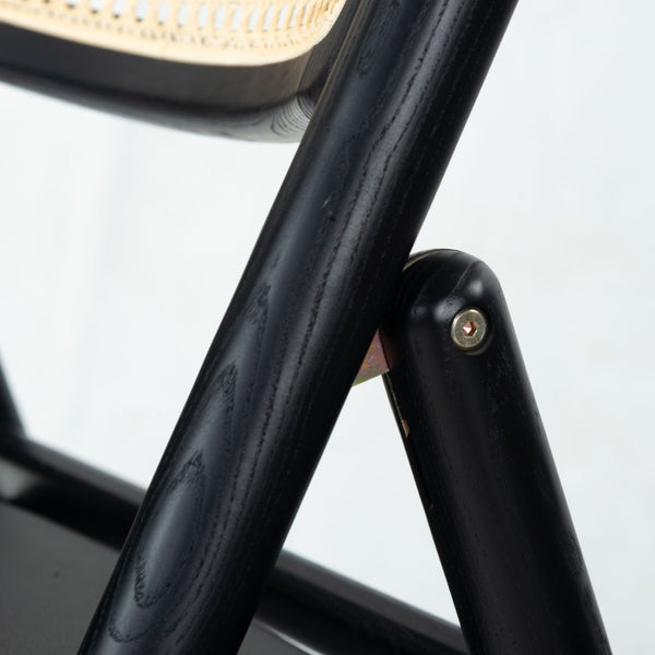 Safavieh SHAYLIE Folding Dining Chair - Sleek Black Upholstered Seat with Rattan Back for Modern Spaces SFV4117A-SET2