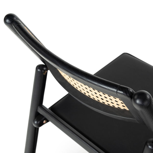 Safavieh SHAYLIE Folding Dining Chair - Sleek Black Upholstered Seat with Rattan Back for Modern Spaces SFV4117A-SET2