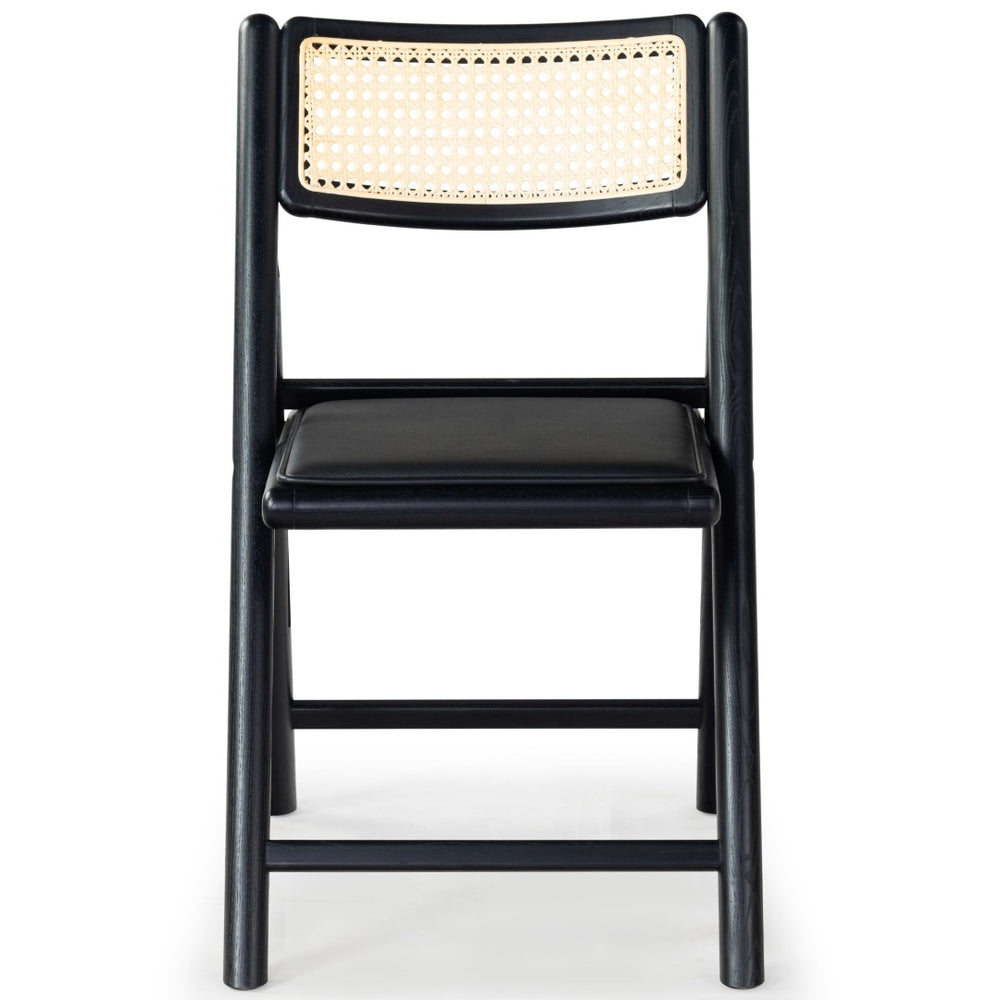 Safavieh SHAYLIE Folding Dining Chair - Sleek Black Upholstered Seat with Rattan Back for Modern Spaces SFV4117A-SET2
