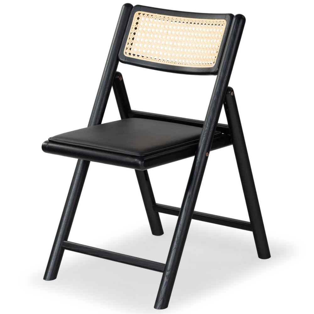 Safavieh SHAYLIE Folding Dining Chair - Sleek Black Upholstered Seat with Rattan Back for Modern Spaces SFV4117A-SET2