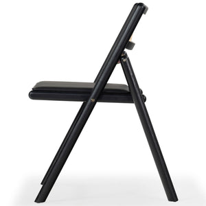 Safavieh SHAYLIE Folding Dining Chair - Sleek Black Upholstered Seat with Rattan Back for Modern Spaces SFV4117A-SET2