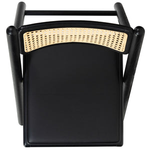 Safavieh SHAYLIE Folding Dining Chair - Sleek Black Upholstered Seat with Rattan Back for Modern Spaces SFV4117A-SET2