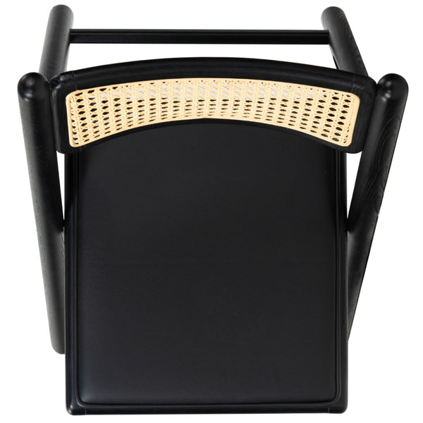 Safavieh SHAYLIE Folding Dining Chair - Sleek Black Upholstered Seat with Rattan Back for Modern Spaces SFV4117A-SET2
