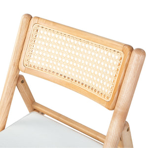 Safavieh Shaylie Upholstered Seat Folding Dining Chair Natural / White SFV4117B-SET2